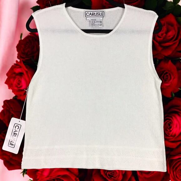 Carlisle Collection Women’s XL White Knit Tank Top Sleeveless Pullover Sweater - Picture 2 of 11